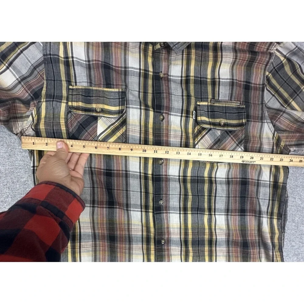 Levi's Shirt Mens XL Yellow Black Plaid Button Front Long Sleeve Western Casual‎